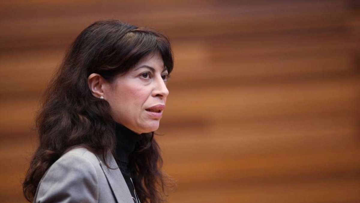La portavoz del Grupo Socialista, Ana Redondo, durante el Pleno de las Cortes de Castilla y León-Ical