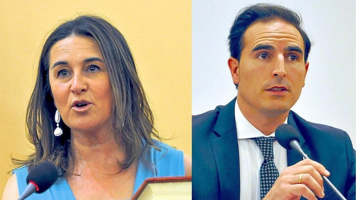La portavoz de Medina Primero, Olga Mohíno y El alcalde de Medina del Campo, Guzmán Gómez.-