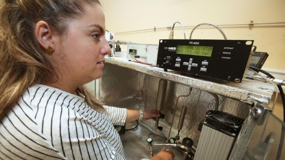 Una investigadora trabaja en un laboratorio ubicado en el Campus Miguel Delibes de la Universidad de Valladolid.-EL MUNDO