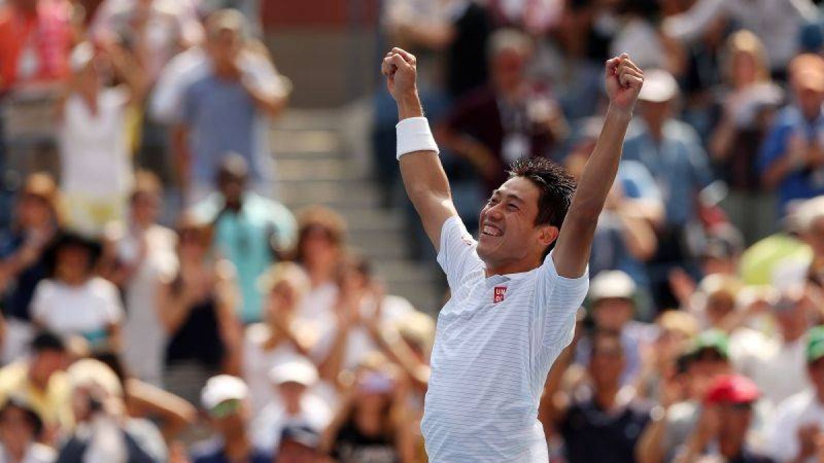 Kei Nishikori celebra el pase a la final tras vencer a al serbio Novak Djokovic.-Foto: AFP