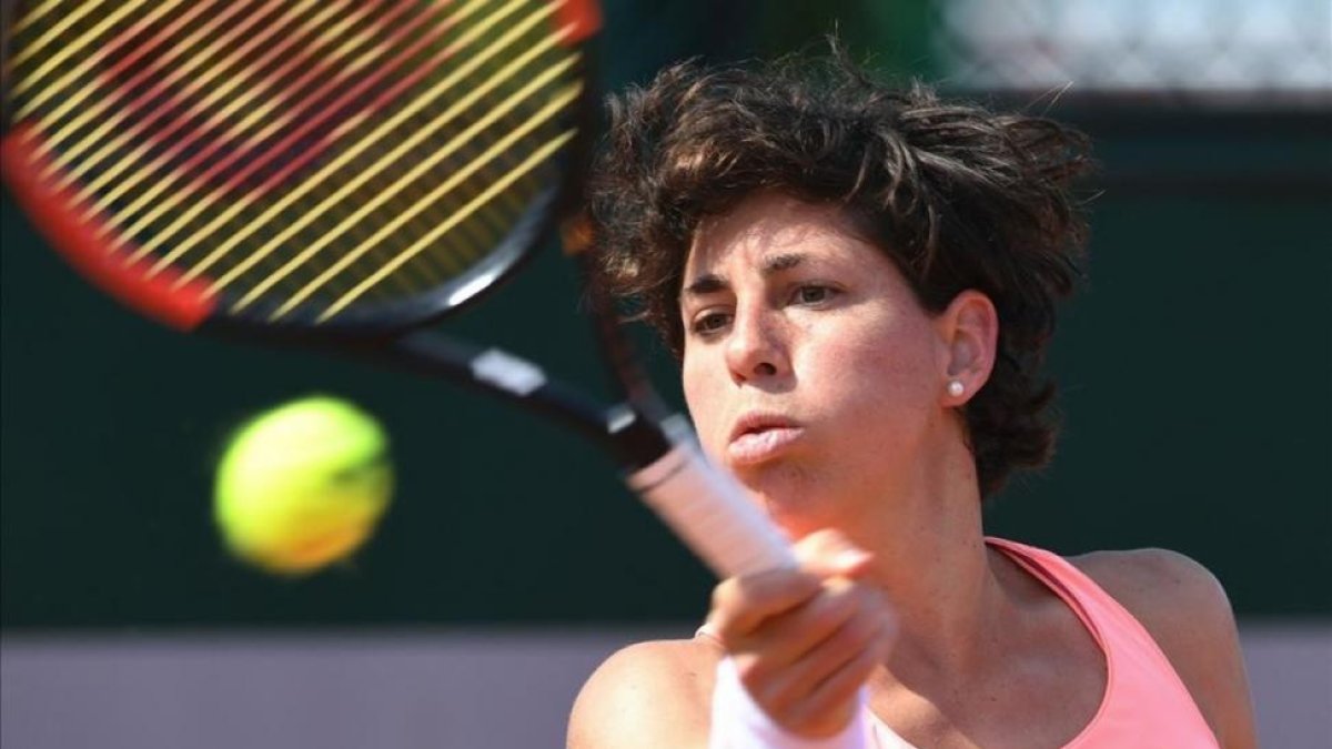 Carla Suárez, en su debut en París.-AFP