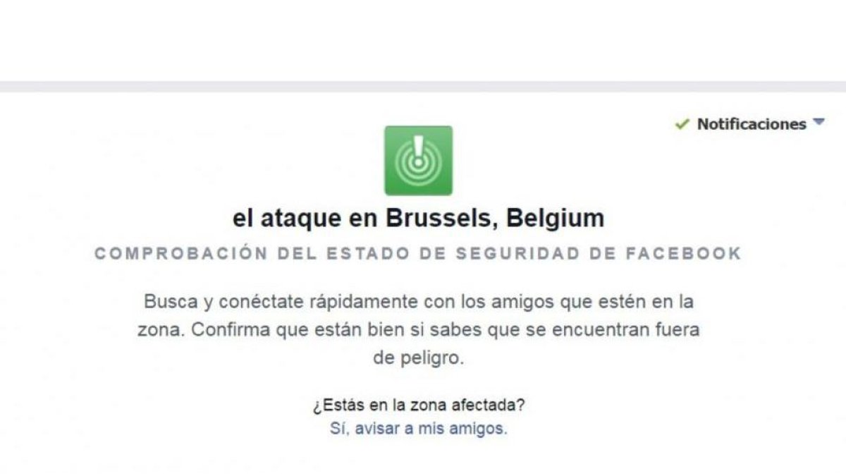 Facebook activa el botón de seguridad tras las explosiones de Bruselas.-