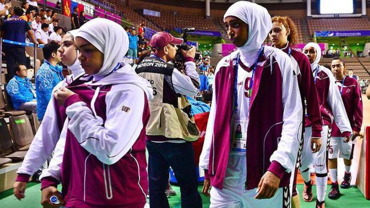 Jugadoras de la selección de baloncesto fenemino de Catar.-