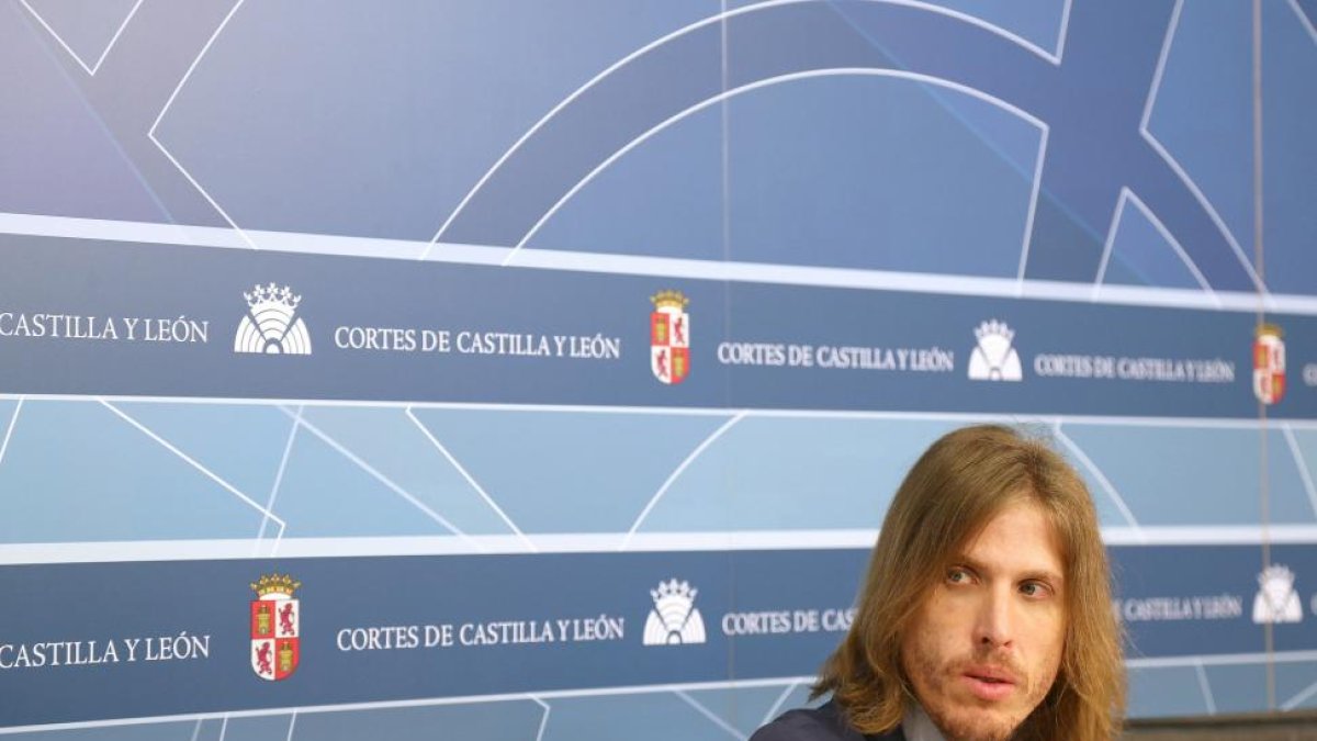 El portavoz de Podemos en las Cortes de Castilla y León, Pablo Fernández, presenta varias iniciativas parlamentarias de su grupo.-ICAL