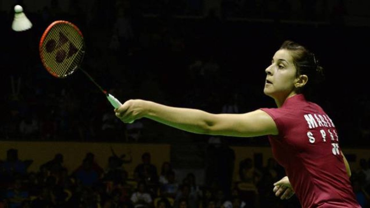 Carolina Marín, durante la final del Abierto de Malasia, el 5 de abril.-Foto: AFP / MANAN VATSYAYANA
