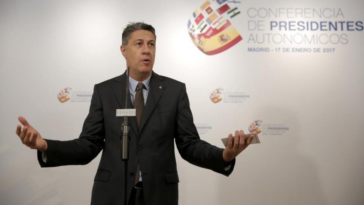 El coordinador del PPC, Xavier García Albiol, este martes en el Senado, donde se celebra la sexta conferencia de presidentes.-JOSÉ LUIS ROCA