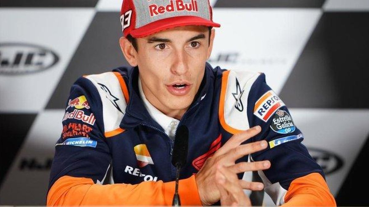 El catalán Marc Márquez, hoy durante la conferencia de prensa de Sachsenring (Alemania).-ALEJANDRO CERESUELA