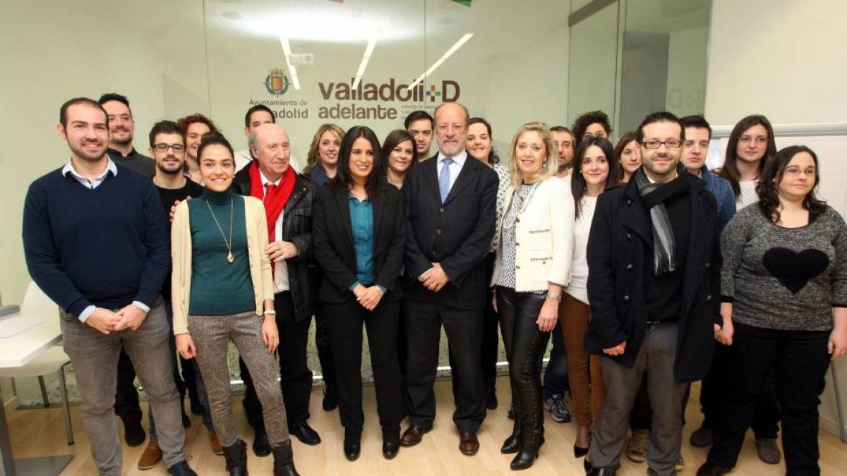 El alcalde de Valladolid, Francisco Javier León de la Riva; el presidente de la Fundación Santa María la Real del Patrimonio Histórico, José María Pérez 'Peridis'; y la directora gerente de la Fundación Barclays, Sara Angulo-Ical