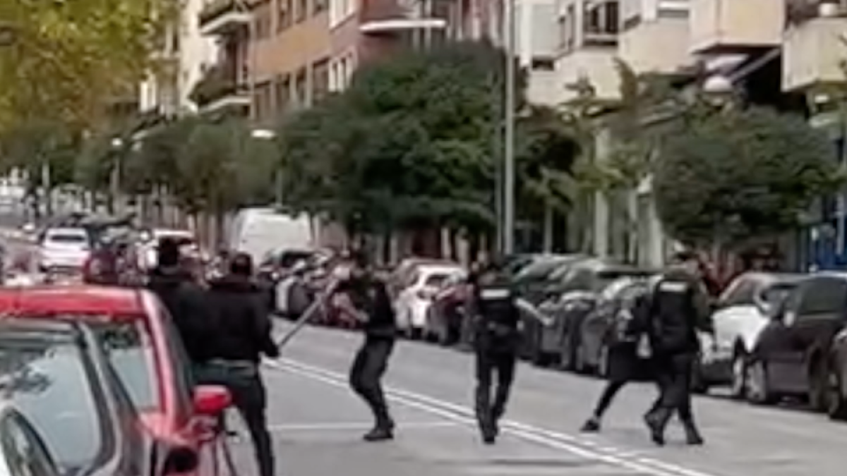 Momento de la pelea en Pamplona.