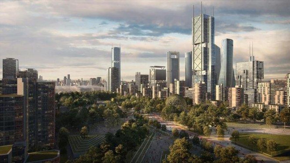 Recreación virtual de una de las zonas del proyecto urbanístico Madrid Norte conocido como Operación Chamartín.-EFE