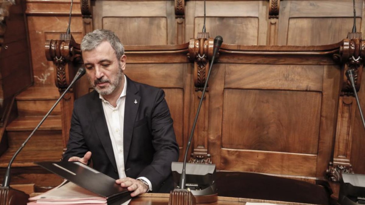 Jaume Collboni, en un pleno del Ayuntamiento de Barcelona.-JULIO CARBÓ