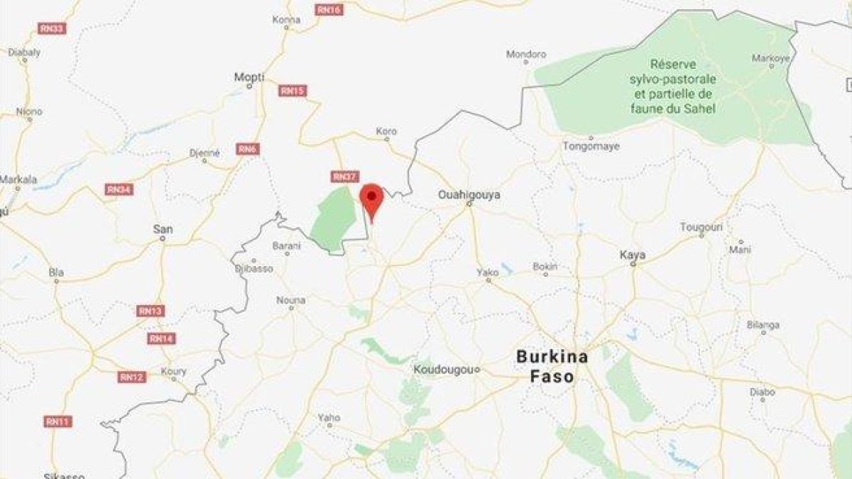 Mapa de la zona donde ha explotado un autobús en Burkina Fasso.-GOOGLE MAPS