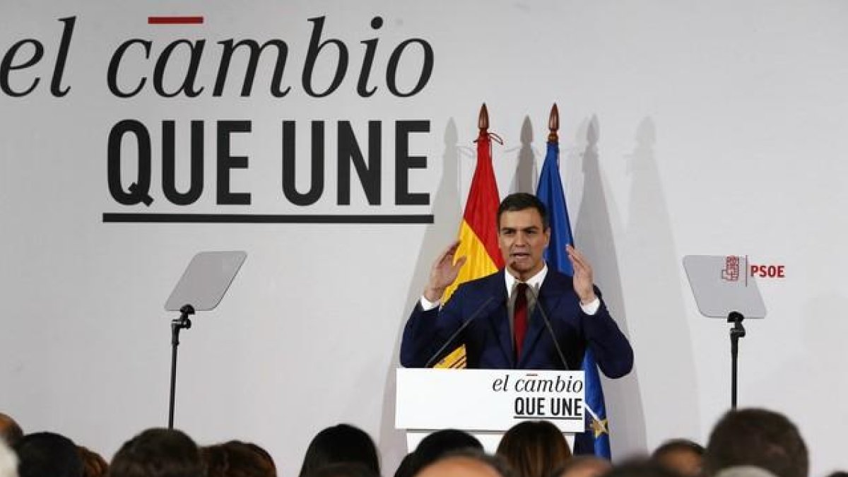 Pedro Sánchez, este miércoles, durante la presentación de la reforma constitucional del PSOE.-JUAN MANUEL PRATS