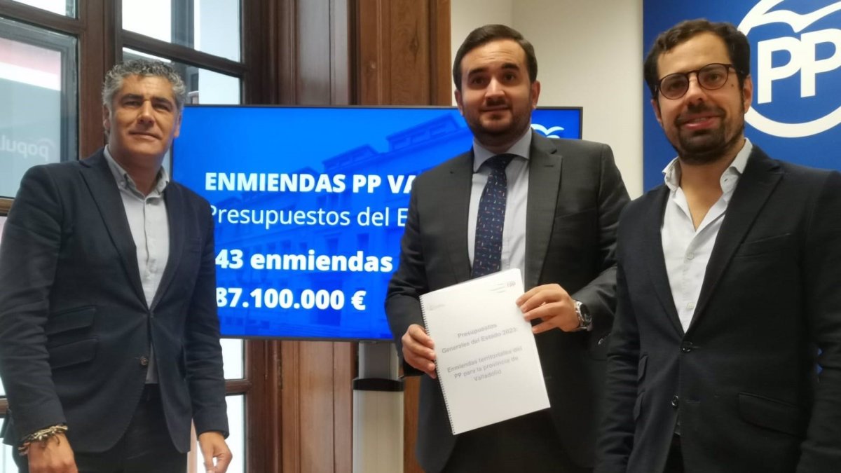 De izquierda a derecha, el senador del PP Alberto Plaza; el diputado José Ángel Alonso; y el diputado Eduardo Carazo. - EUROPA PRESS