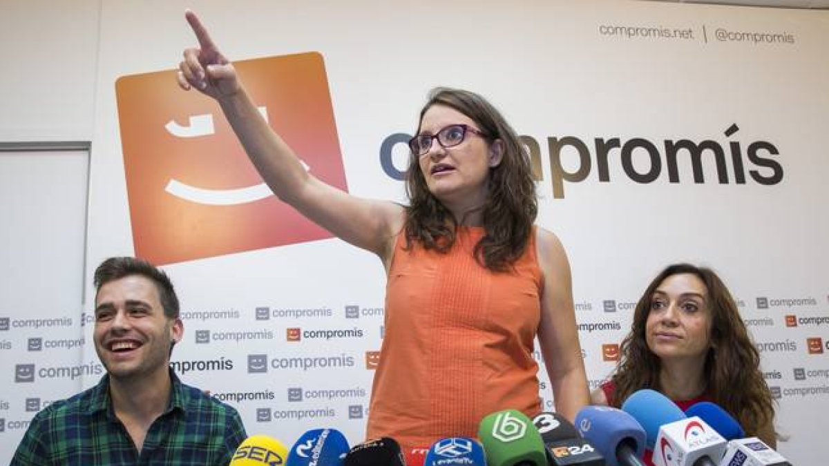 Oltra durante una rueda de prensa tras las elecciones municipales del 24 de mayo.-