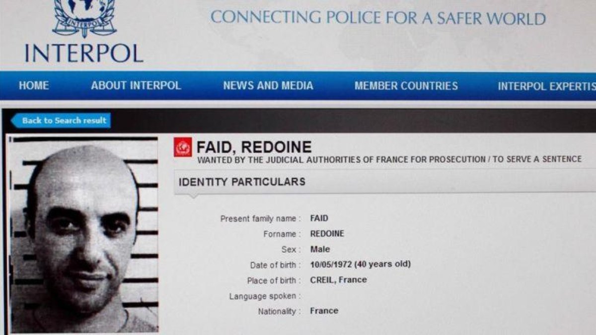 Ficha policial de Redoine Faïd.-AFP
