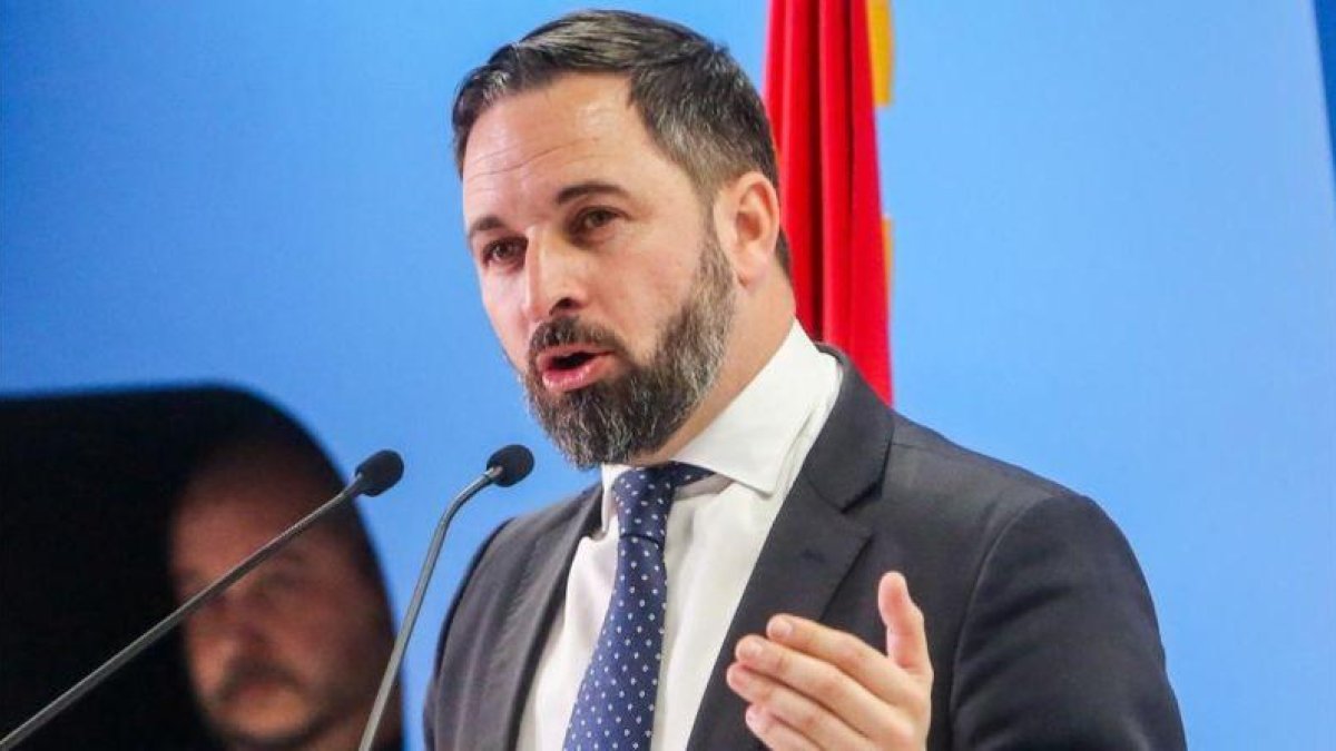 Santiago Abascal en un acto de La Razón.-GETTY IMAGES