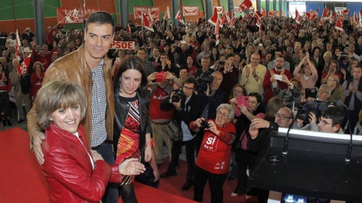 Pedro Sánchez, este domingo en Gijón, en el arranque de su campaña para las primarias.-ALBERTO MORANTE