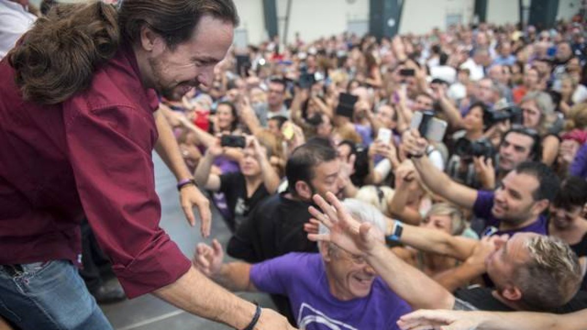 Pablo Iglesias en su mitin en Sabadell.-DANI GAGO