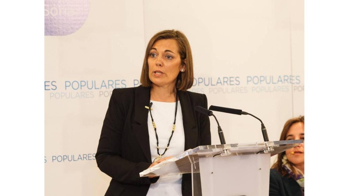 La consejera de Familia, Milagros Marcos, presenta un balance de su gestión en un acto electoral organizado por el PP de Soria-Ical