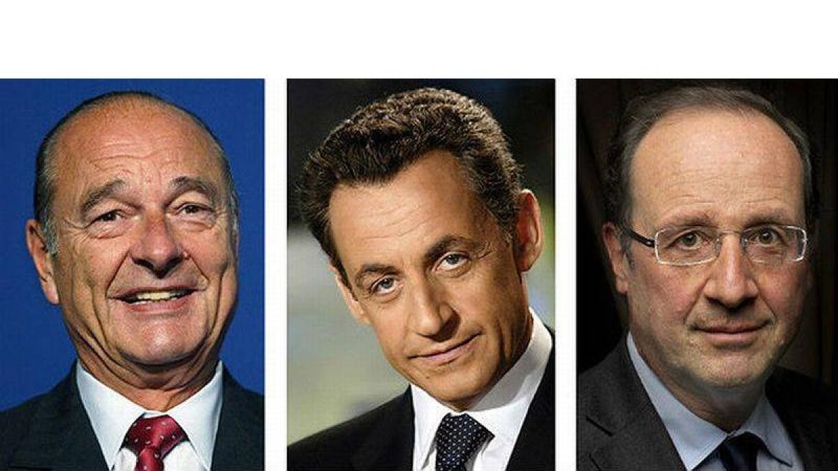 De izquierda a derecha, Jacques Chirac, Nicolás Sarkozy y François Hollande.-Foto: AFP
