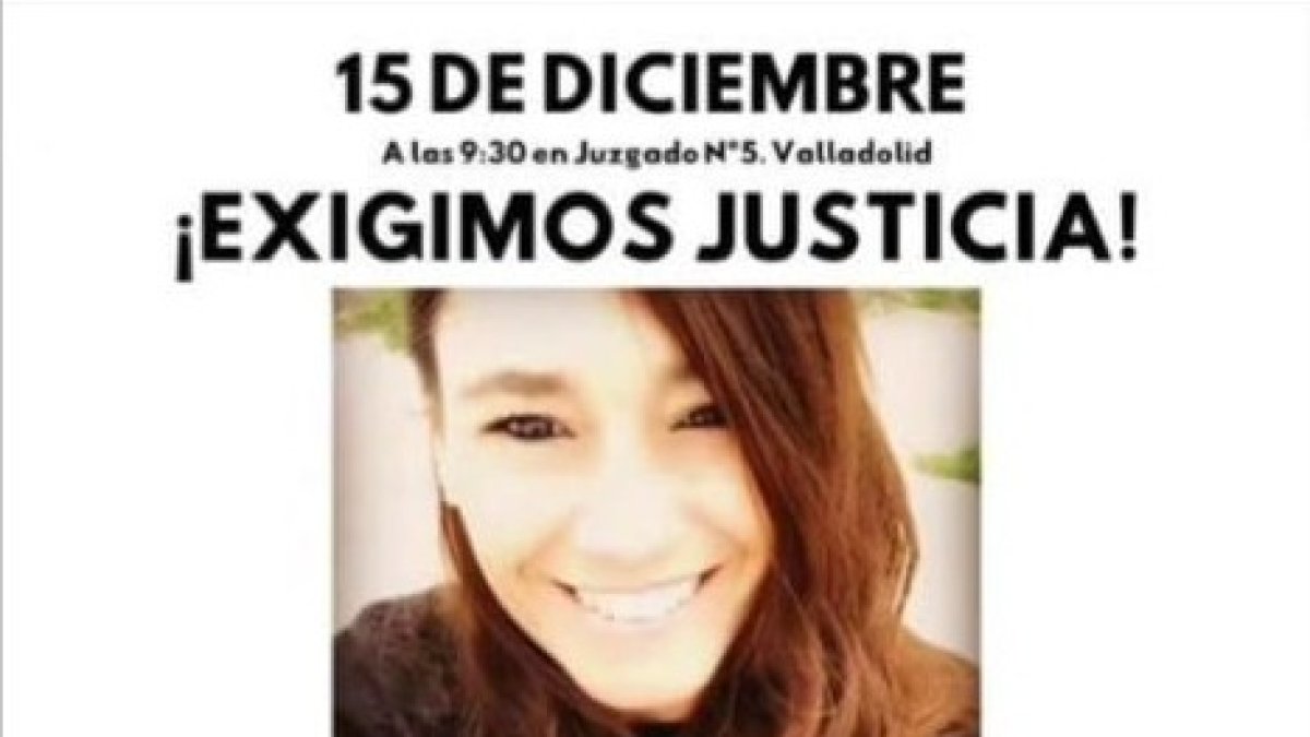 Cartel que llama a acudir a los juzgados este viernes 15 de diciembre para exigir justicia por Esther López. -E.M.