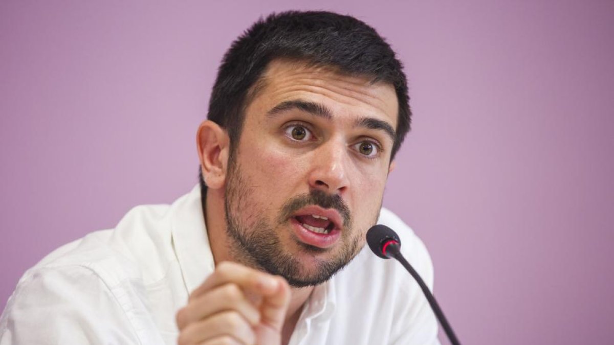 Ramón Espinar durante su comparecencia.-EL MUNDO
