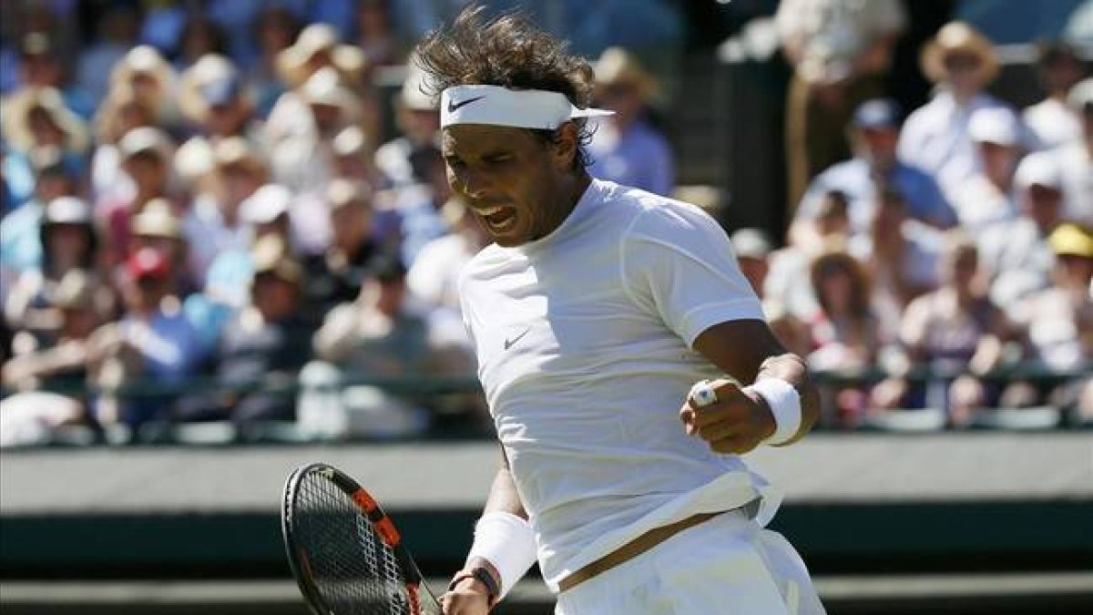 Nadal celebra un punto en el partido ante Bellucci.-Foto:   Nadal celebra un punto en el partido ante Bellucci.