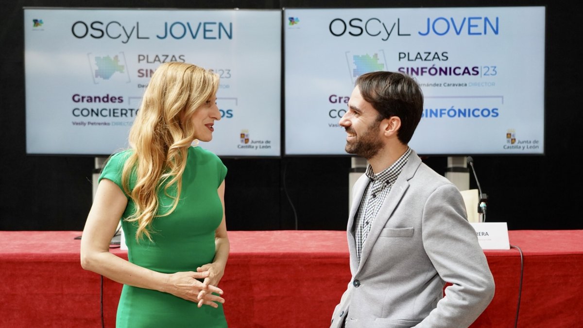 La viceconsejera de Acción Cultural, Mar Sancho, presenta los ciclos ''Plazas Sinfónicas'' y ''Grandes Conciertos Sinfónicos'' de la OSCyL Joven.- ICAL