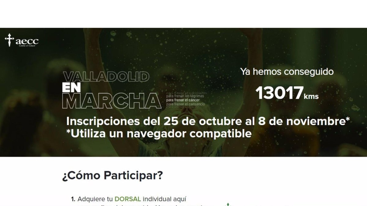 Página web para las aportaciones a la AECC con motivo de 'Valladolid en Marcha'. - EUROPA PRESS