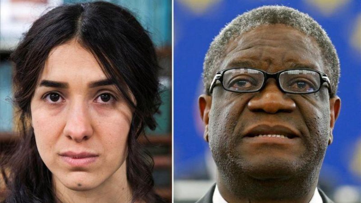 Nadia Murad y Denis Mukwege, premiados con el Nobel de la Paz 2018.-LUCAS JACKSON / VINCENT KESSLER (REUTERS)