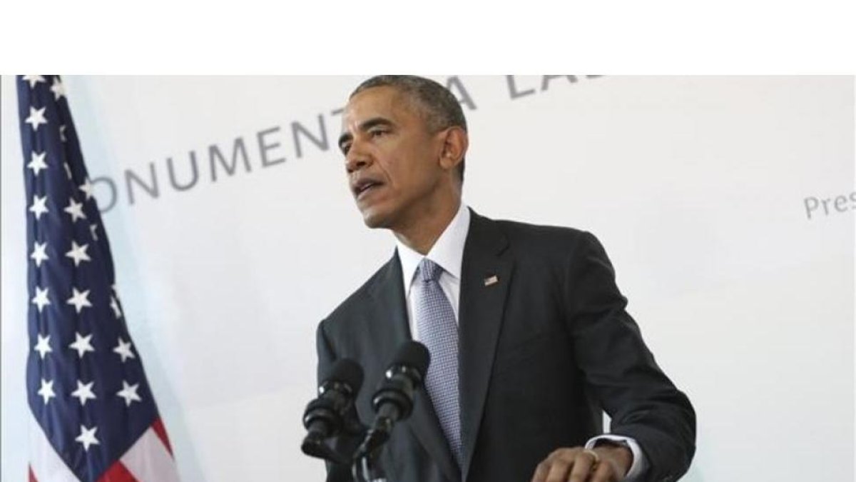 El presidente de EEUU, Barack Obama, en el Parque de la Memoria de Buenos Aires.-EFE / DAVID FERNÁNDEZ