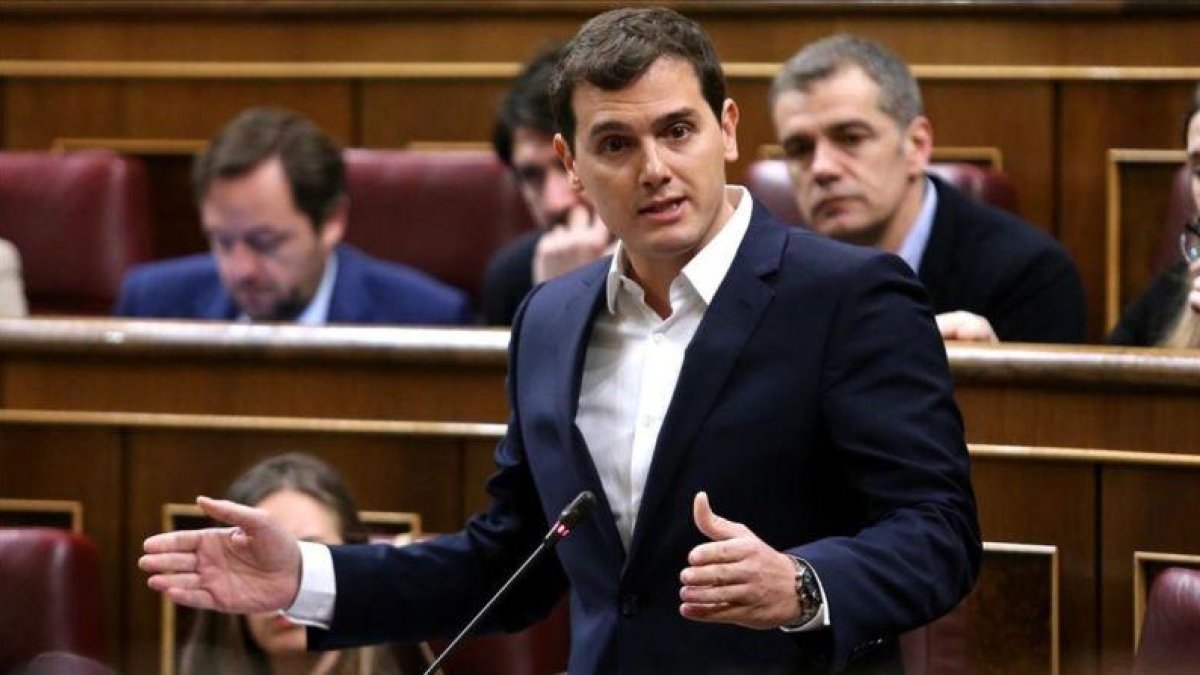 El presidente de Ciudadanos, Albert Rivera, en el Congreso.-JUAN MANUEL PRATS