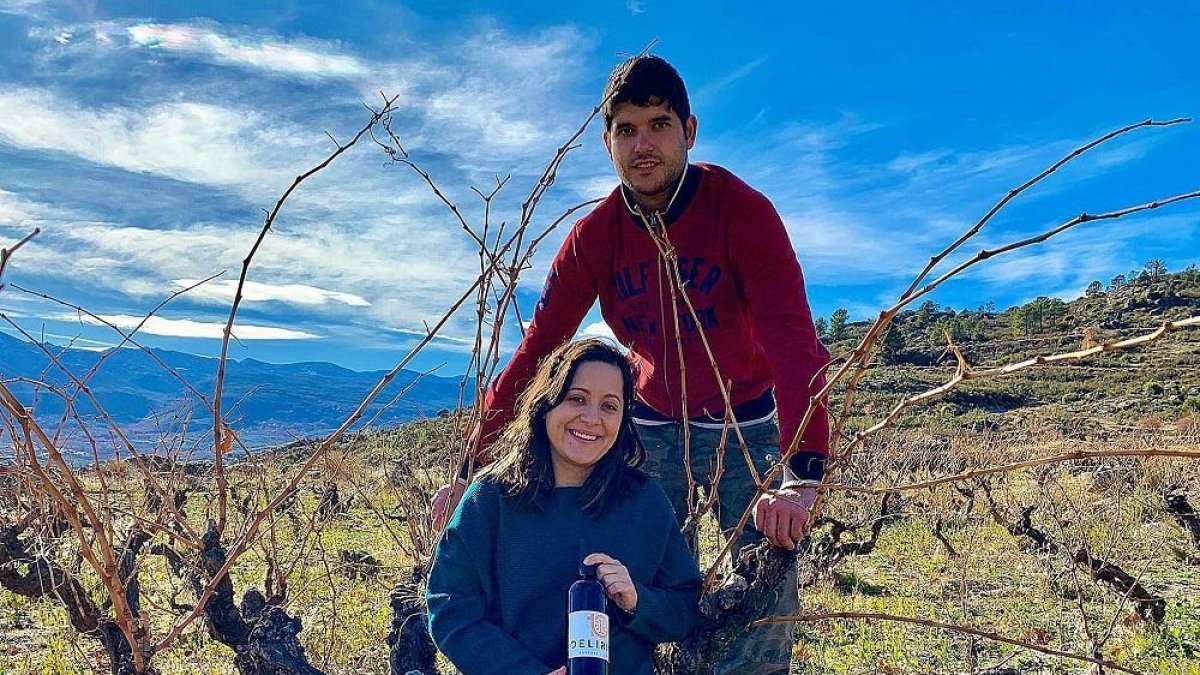 José María Sánchez y Esther González en su viñedo.-ANTONIO GARCÍA