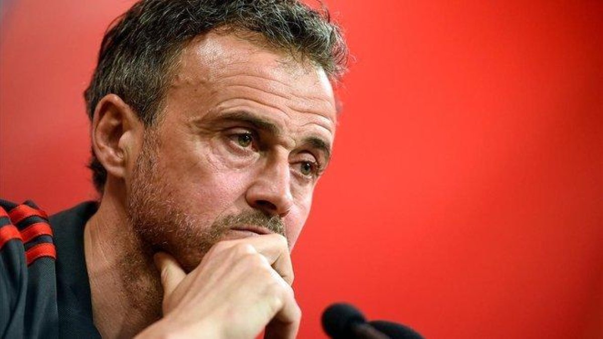Luis Enrique, durante una rueda de prensa como seleccionador español.-AFP
