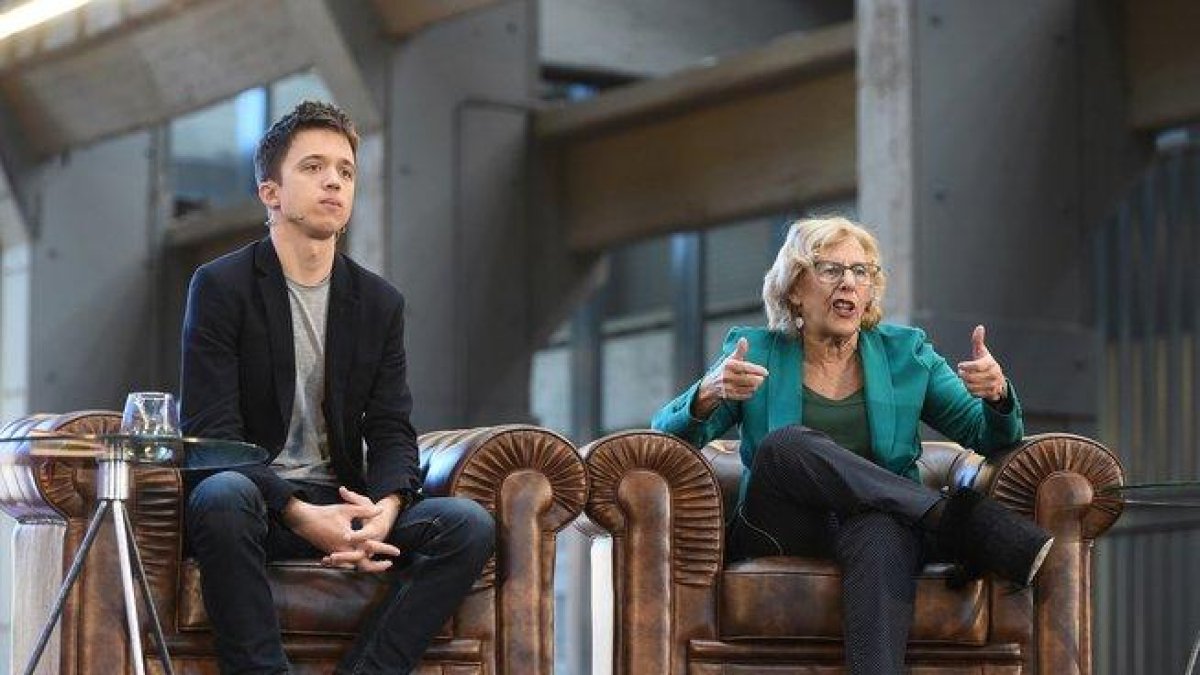 Manuela Carmena e Íñigo Errejón en su primer acto público de Más Madrid.-EFE
