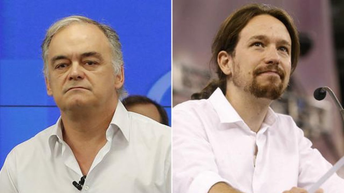 El eurodiputado popular, González Pons y el secretario general de Podemos, Pablo Iglesias-