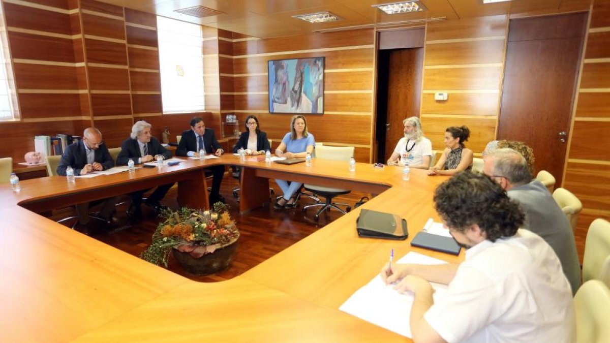El consejero de Sanidad, Antonio María Sáez Aguado, se reúne con representantes de los afectados por el cierre de las clínicas iDental-Miriam Chacón / ICAL