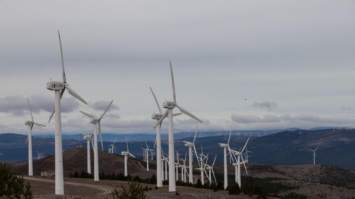 Imagen de un parque eólico en la provincia de Soria.-ICAL