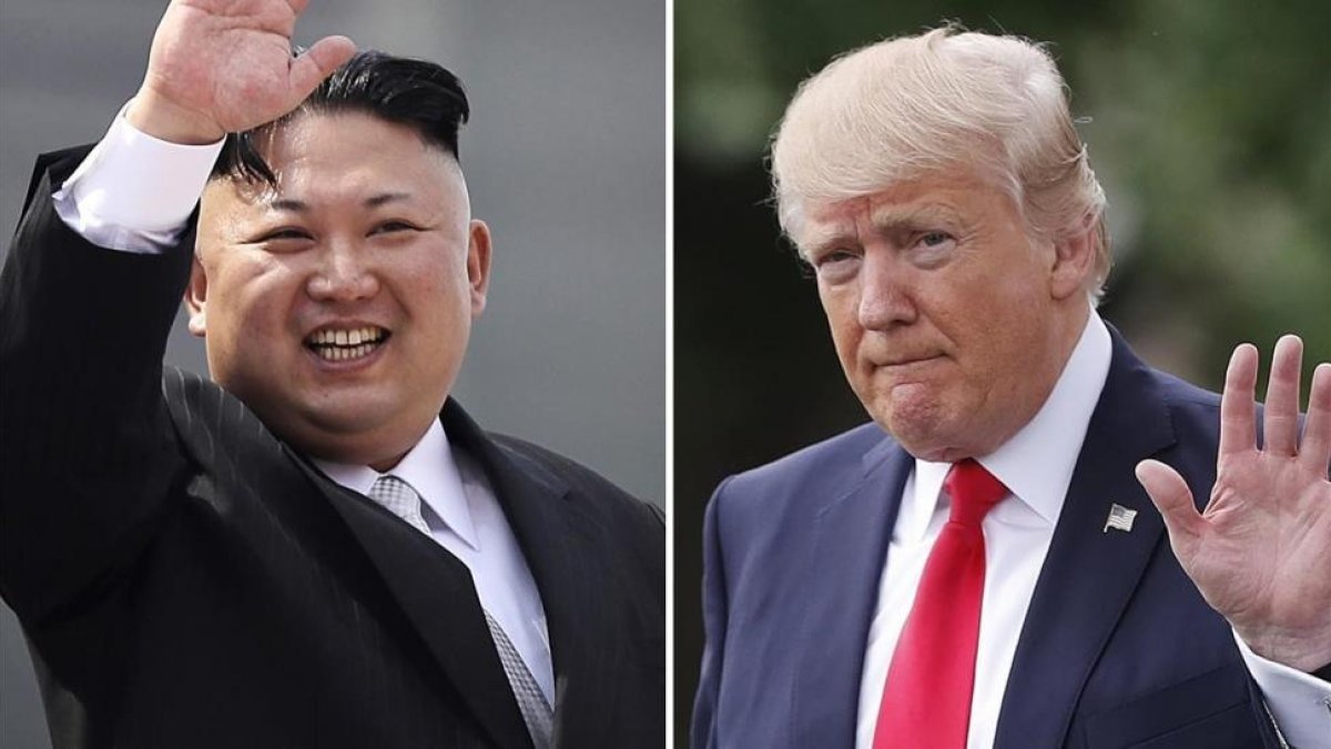 Combo de fotos de Kim Jong-un (izq) y Donald Trump, realizadas el 15 y el 29 de abril, respectivamente, en Pionyang y Washington.-AP / WONG MAYE-E / PABLO MARTINEZ MONSIVAIS