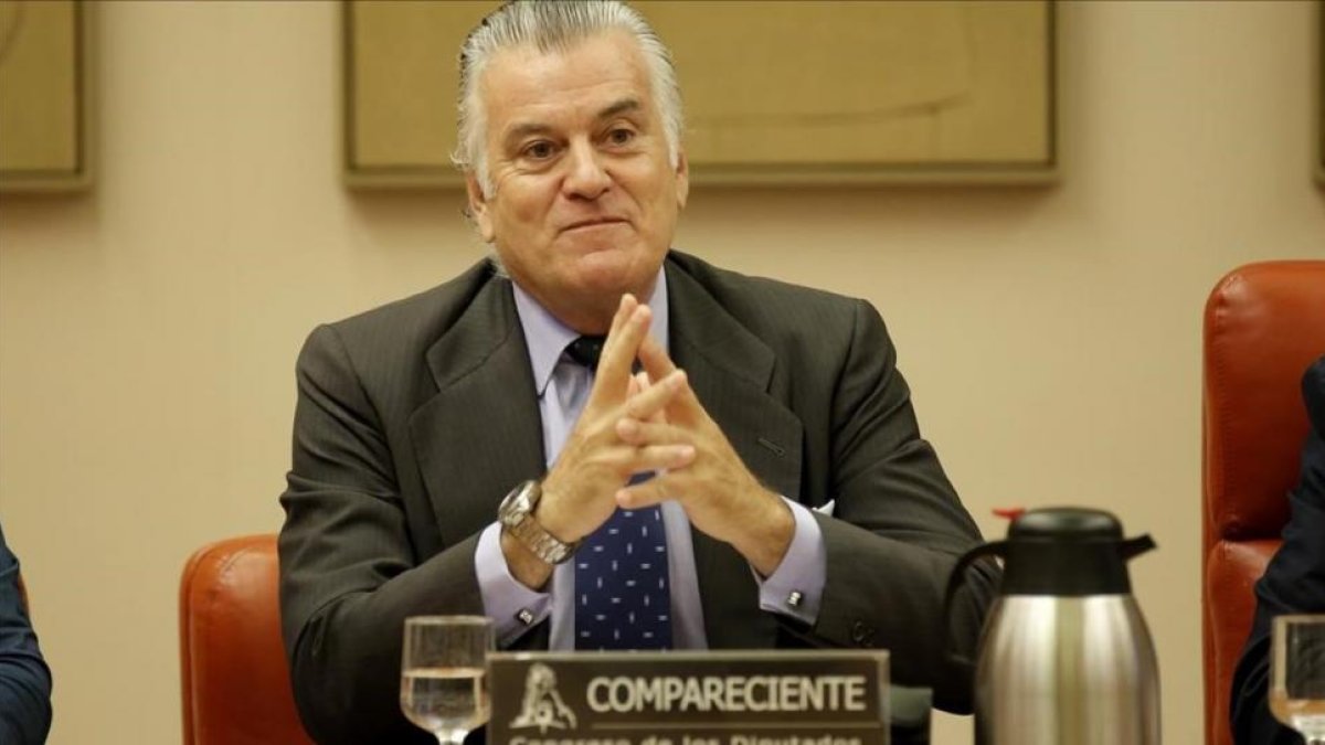 Luis Bárcenas, en su comparecencia ante la comisión que investiga la caja b del PP en el Congreso.-JOSÉ LUIS ROCA