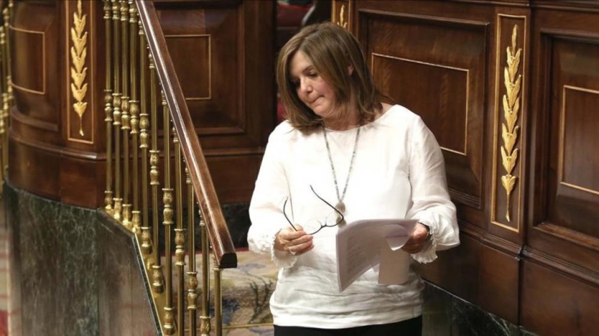 La diputada socialista Pilar Cancela, que ha defendido la proposición de ley destinada a aumentar la formación en igualdad de los jueces.-/ DAVID CASTRO