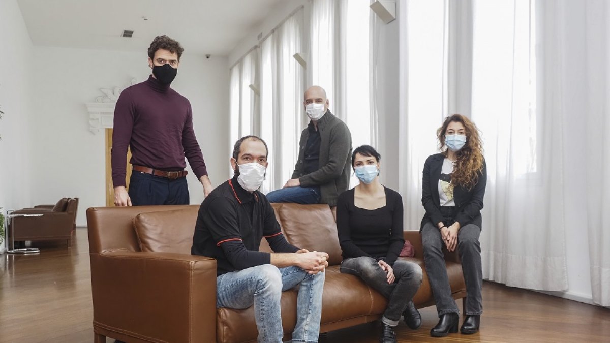 Rafael Ortíz, Alberto Gómez Taboada, Eduardo Vasco, Elena Rayos e Isabel Rodes, en el Calderón.  MIGUEL ÁNGEL SANTOS