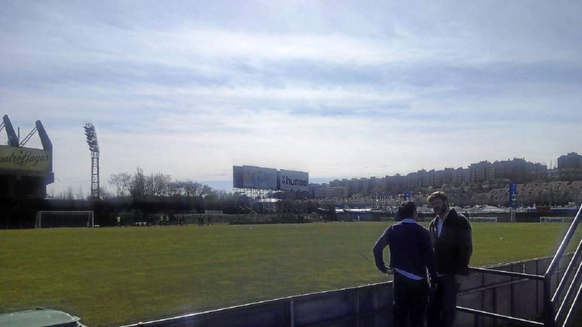 Braulio y Suárez, durante la sesión de entrenamiento-A.A.