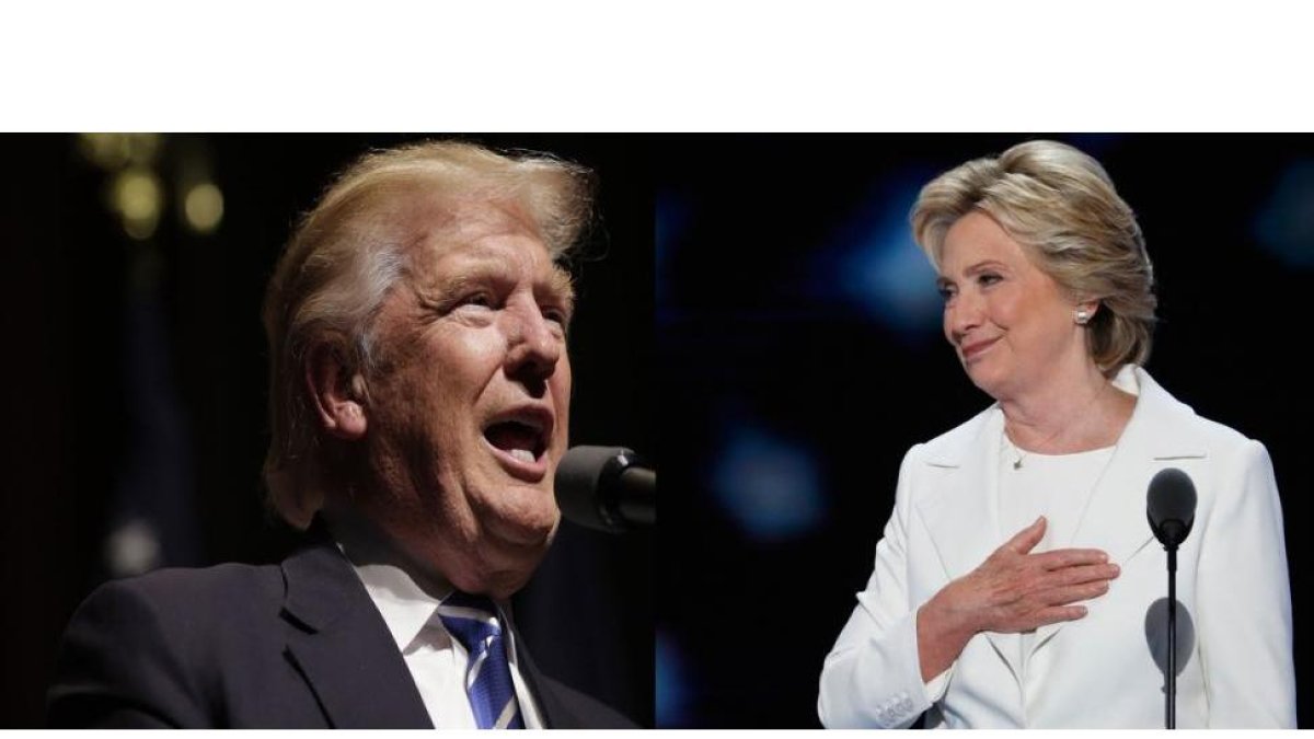 Los candidatos a la presidencia de EEUU, Donald Trump y Hillary Clinton.-AFP / JOSHUA LOTTAP Y AP / J. SCOTT APPLEWHITE