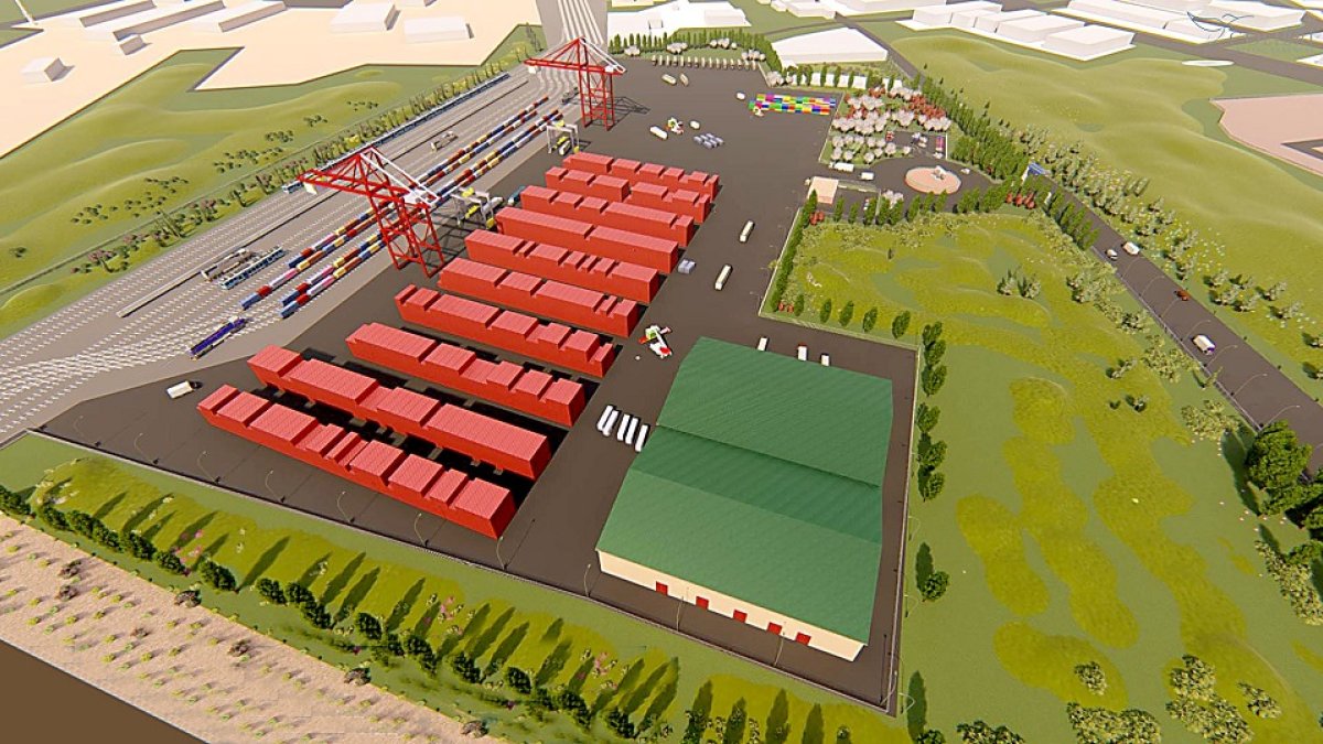 Infografía de la plataforma intermodal que forma parte del proyecto logístico de Medina del Campo. AYTO. MEDINA