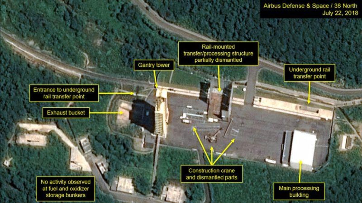 Imágenes de satélite que muestran el desmantelamiento de la base de Sohae.-EL PERIÓDICO