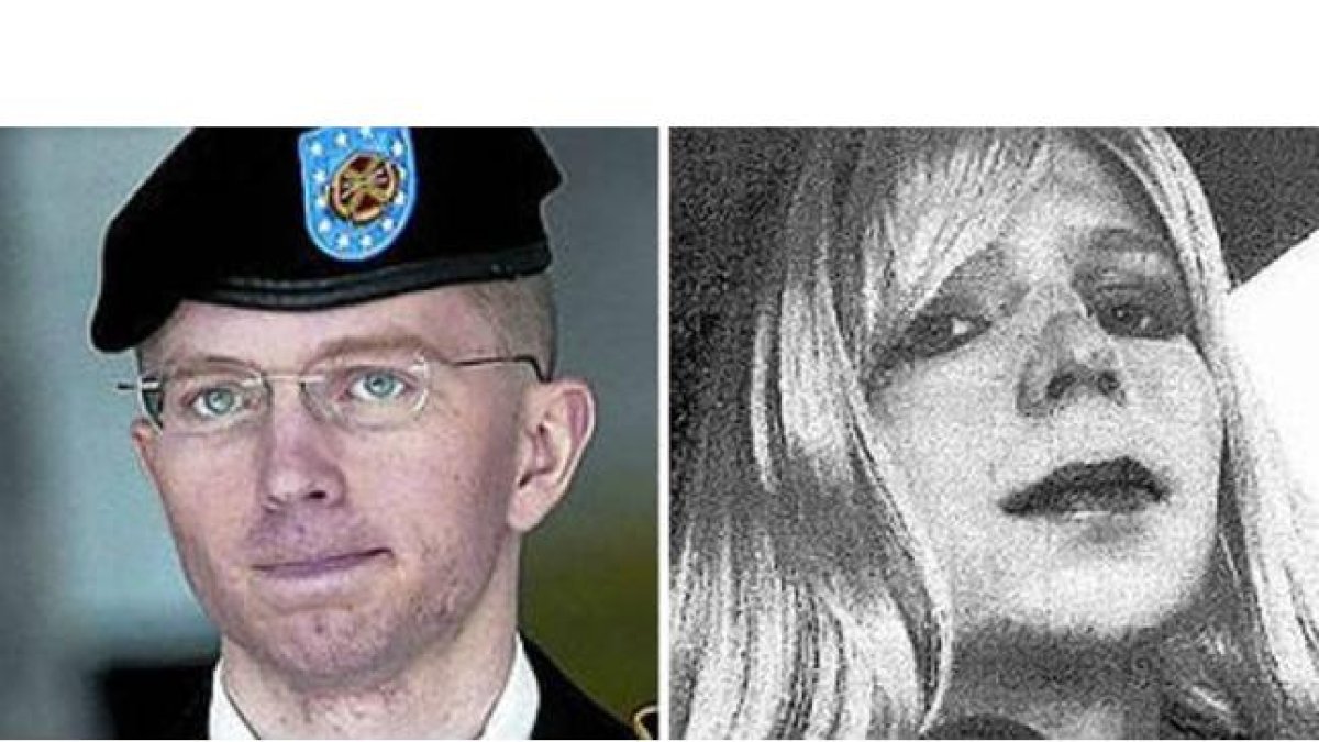 A la izquierda, el soldado Bradley Manning, y a la derecha su nueva imagen como Chelsea.-Foto: AP