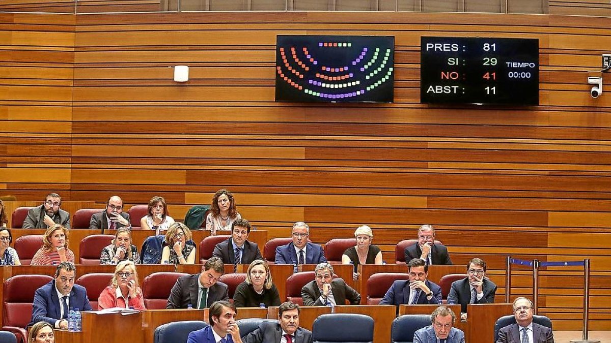 Un momento de las votaciones del Pleno celebrado ayer.-ICAL