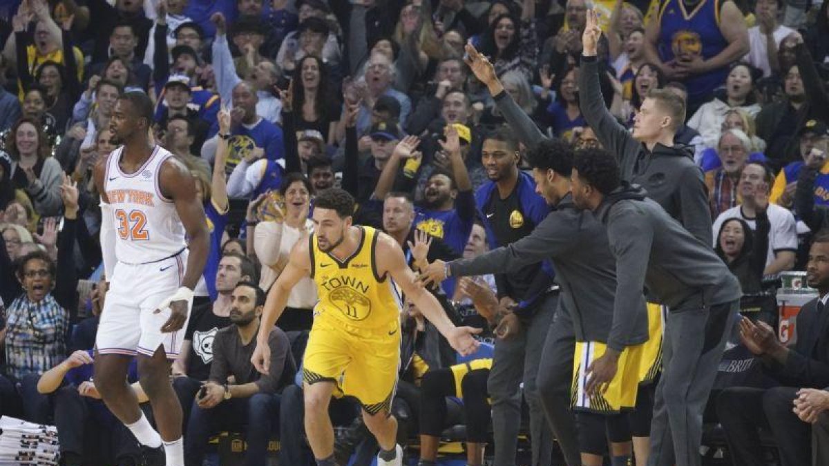 Klay Thompson, durante la victoria ante los Knicks.-USA TODAY